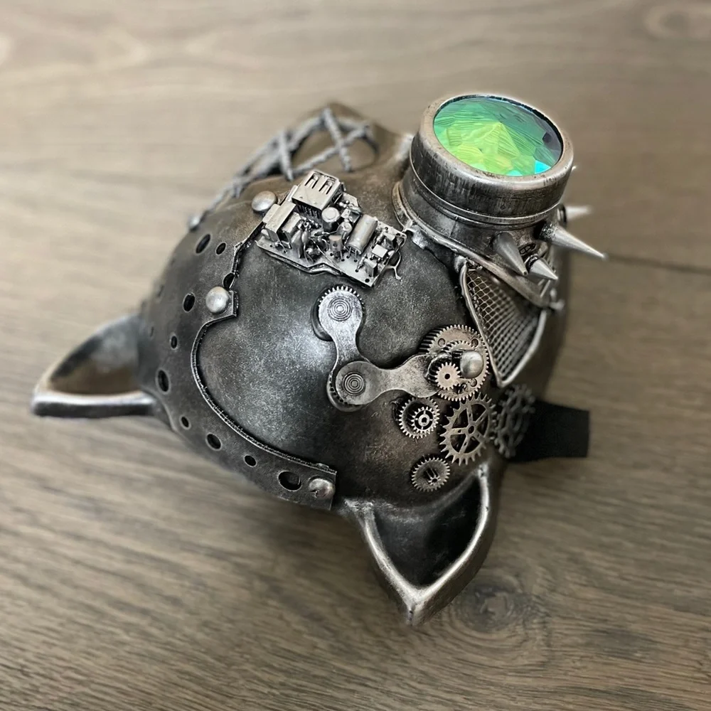 Steampunk Metallic Cat Mask with Goggles - NWT!